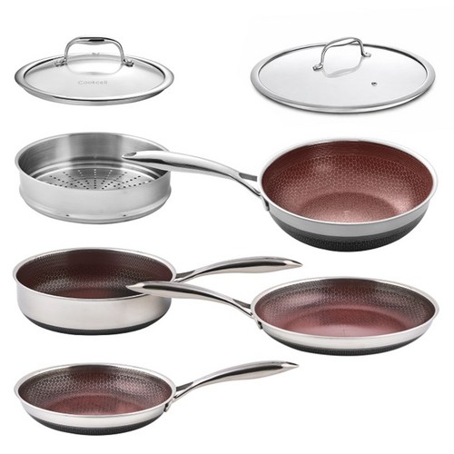 쿡셀 인덕션 IH 세라믹 레드에디션 프라이팬 7종 세트, 레드, 1세트, 프라이팬 24cm + 프라이팬 28cm 궁중팬 28cm + 소테팬 24cm + 찜기 24cm + 유리뚜껑 24cm + 유리뚜껑 28cm 골드박스 특가