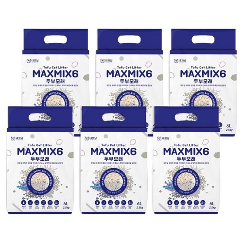 내꼬냥 고양이 프리미엄 두부벤토 모래 6in1 MAXMI6, 2.5kg, 6개, 무향 골드박스 특가