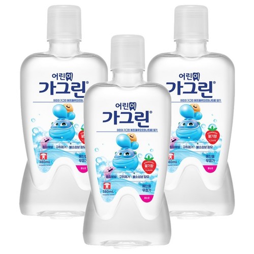 가그린 어린이용 구강세정제 딸기향 랜덤발송, 380ml, 3개 골드박스 특가