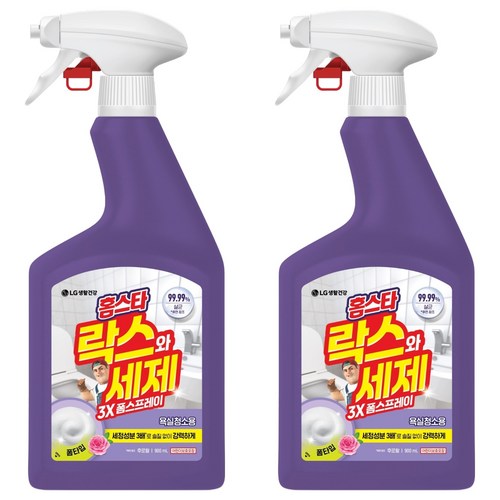 락스와세제 3X 폼스프레이 후로랄 욕실청소용, 2개, 900ml 골드박스 특가