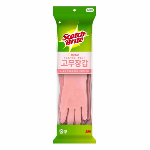 베이직 고무장갑 5p, 파스텔핑크, 중(M), 1세트 골드박스 특가