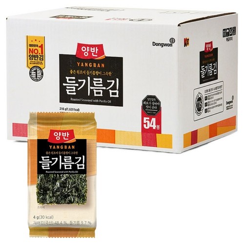 양반 들기름김, 4g, 54개 골드박스 특가