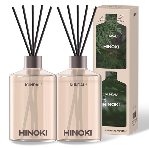 쿤달 시그니처 퍼퓸 디퓨저 세트, 히노키, 500ml, 2개 골드박스 특가