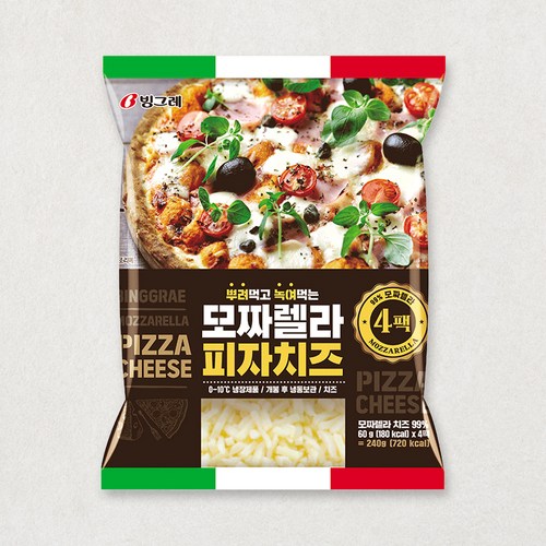 빙그레 모짜렐라 피자치즈, 60g, 4개입, 1개 골드박스 특가