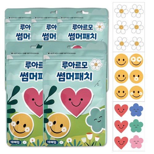 루아르모 썸머패치 밴드 향패치 야외활동 스티커 18매입, 혼합색상, 5개 골드박스 특가