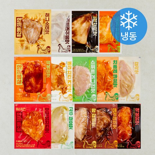 한끼통살 통살 소스 닭가슴살 14종 세트 (냉동), 100g, 1개입, 14개 골드박스 특가