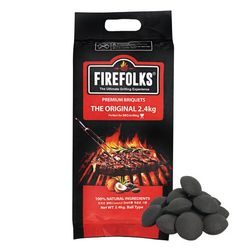 FIREFOLKS 더 오리지널 바비큐 캠핑 구이용 숯, 2.4kg, 1개 골드박스 특가