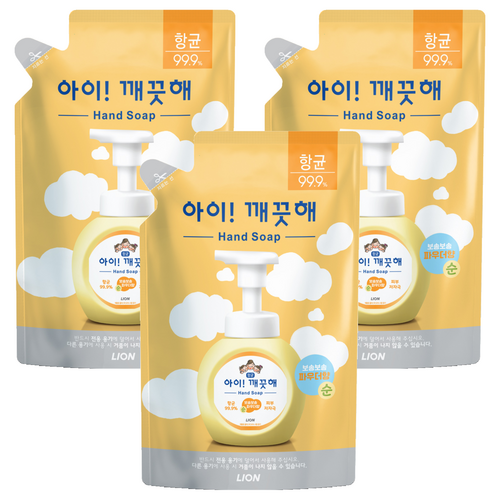 라이온 아이깨끗해 핸드워시 순 파우더향 리필용, 450ml, 3개 골드박스 특가