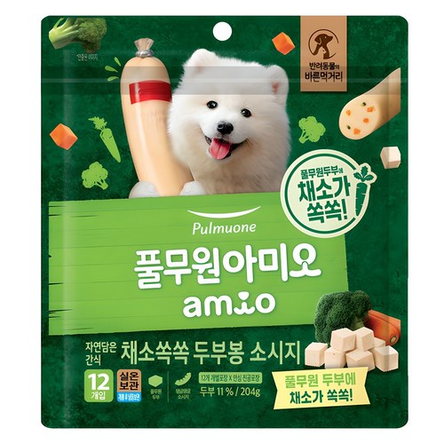 강아지 채소 쏙쏙 두부봉 소시지 간식 12p, 두부맛, 204g, 1개 골드박스 특가