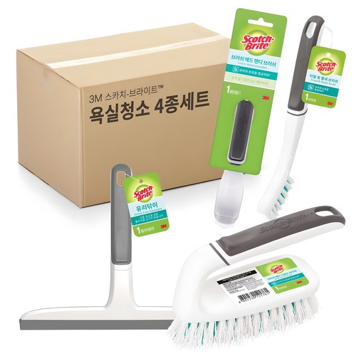 스카치브라이트 브러쉬 4종 세트 + 코맨드 훅 1p, 혼합색상, 1세트 골드박스 특가
