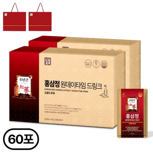 1+1특가 명절선물 홍삼정 6년근 프리미엄 골드 쇼핑백 포함, 60개, 50ml 특가