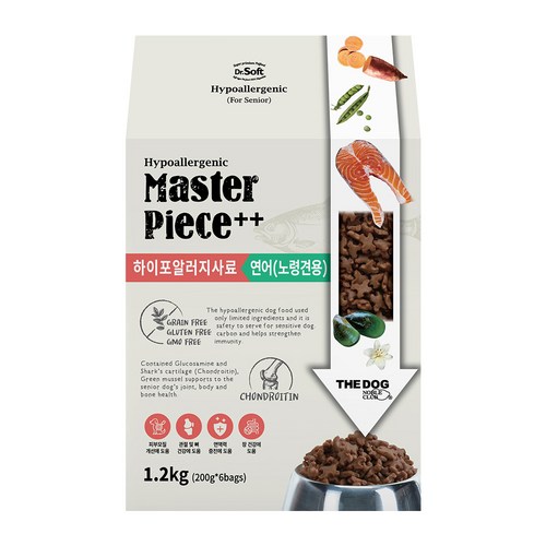 더독 노령견용 닥터소프트 명작 하이포알러지 소프트사료, 연어, 1.2kg, 1개 골드박스 특가