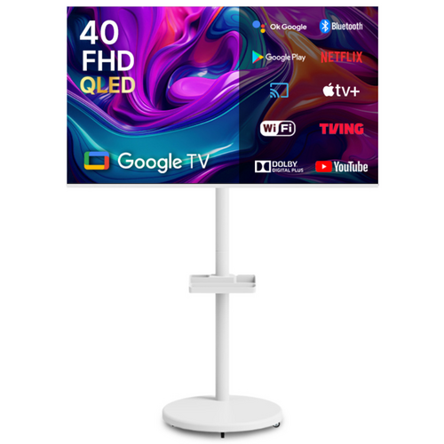 CUBIX 무빙큐빅스 스마트 40인치 FHD QLED 화이트에디션 삼탠바이미 셋트 이동식 tv 거치대 삼텐바이미 스탠바이미 중소바이미, 101cm(40인치), GTNB401FHDQ11, 스탠드형, 고객직접설치 골드박스 특가