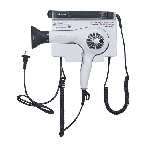 예스뷰티 항공모터 회전코드 벽걸이 헤어드라이기 + 고데기 1700W, YB-BL10, 화이트