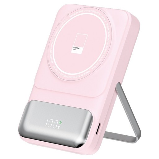 이어맥 빌트인 케이블 마그네틱 보조배터리 10000mAh 멀티단자, 핑크, PTPB-11