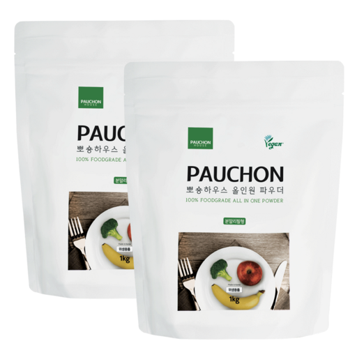 1+1 뽀숑하우스 올인원파우더 리필 1kg 과일 야채 젖병 식기세척기 식세기 세제, 2개