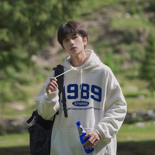 FONOW 스탠다드핏 베이직 1989스튜디오 프린팅특양면 커플룩 후드티