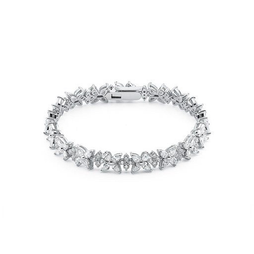 로이드 여성용 14K 튜더로즈 다이아몬드 8.98캐럿 플라워 풀세팅 테니스 팔찌 LWD24001D
