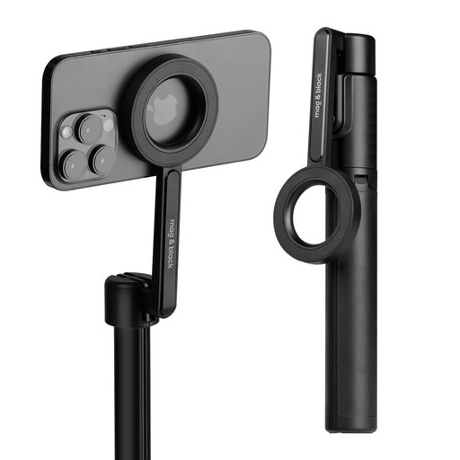 맥앤블랙 탭픽 맥세이프 셀카봉 삼각대 블루투스 휴대폰 핸드폰 촬영용 거치대, 블랙