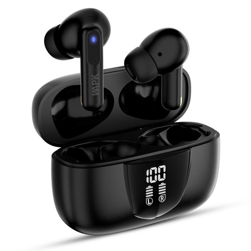 와피크 노이즈캔슬링 무선 블루투스 이어폰 RS1 C타입 커널형, 블랙, 블랙