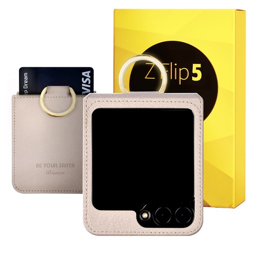 비유어산타 갤럭시 Z플립5 케이스 이태리 비건 가죽 힌지보호 카드 수납 링 지플립5 보스코(카드포켓3개) 비앙코(카드포켓1개)