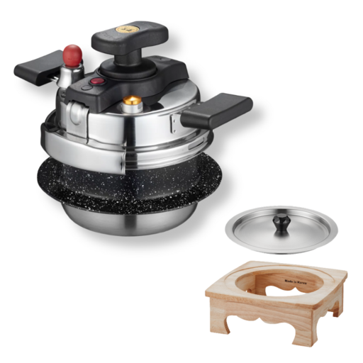 굿밥 1인용 2인용 압력솥 누룽지 미니 3인용 4인용 압력밥솥 인덕션 가스, 혼합색상, 1세트, 1.1L, 2인용 양수 코팅압력솥+스텐뚜껑/나무받침 세트