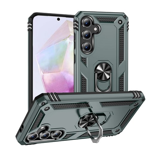 커위안 갤럭시 A35 5G (SM-A356N) 에어 범퍼 기어 메탈 링 거치대 스탠드 휴대폰 케이스