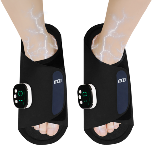 DDJJ 저주파 발마사지기 ems 무선 슬리퍼형 충전식 1세트, 블랙