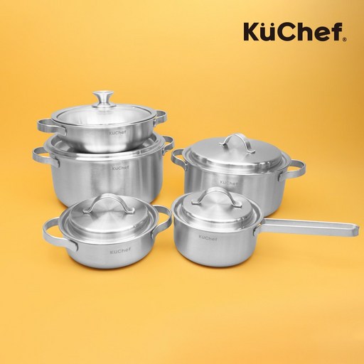 쿠쉐프 인덕션 통5중 스텐 냄비 편수 16cm + 양수 18cm + 웍 24cm + 곰솥 24cm + 곰솥 28cm 베이직 세트, 1세트, 5종