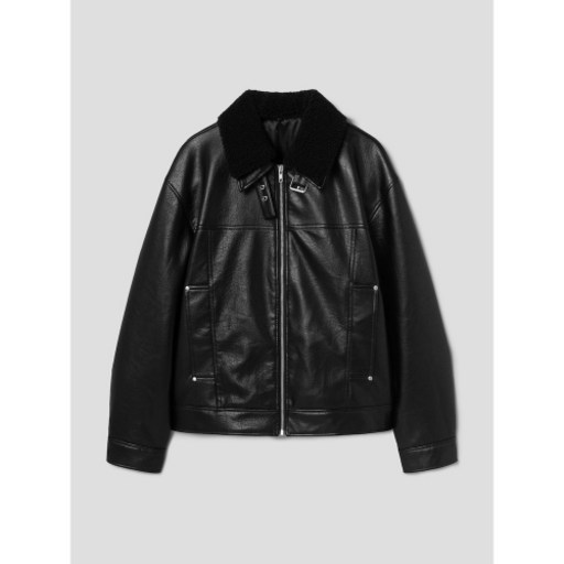 에잇세컨즈 8SECONDS 페이크 레더 무스탕 블랙 215Y3ZBY25 225210