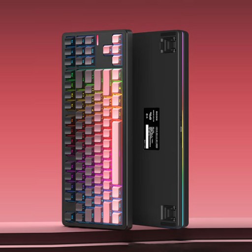 [HL샵] Riccks 릭스 RS8 V2 무선 기계식 키보드 3모드 TTC 상어축 8000mAh 핫스왑 커스텀 게이밍 키보드, 블랙핑크