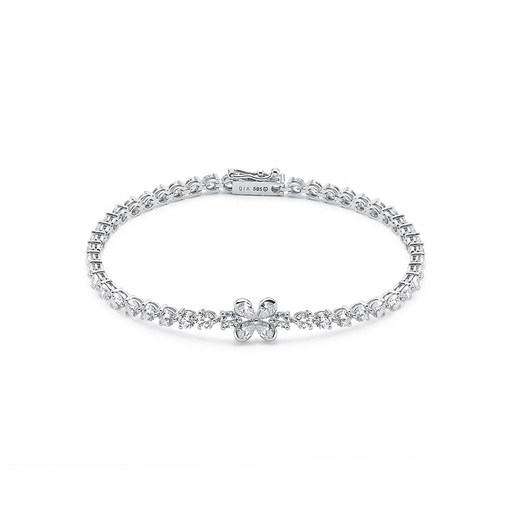 로이드 여성용 14K 튜더로즈 다이아몬드 4.68캐럿 페어컷 포인트 테니스 팔찌 LWF24007D