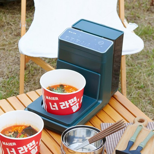 마이어 즉석 라면 조리기 (Maier ez100) 신애라 가정용 한강 라면 끓이는 기계 멀티 쿠커 전기포트, 딥그린