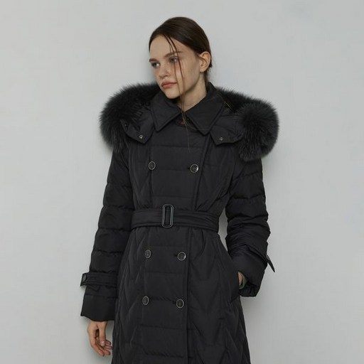 잇미샤 퍼 트리밍 벨티드 구스 롱 다운 ITPBWPD360