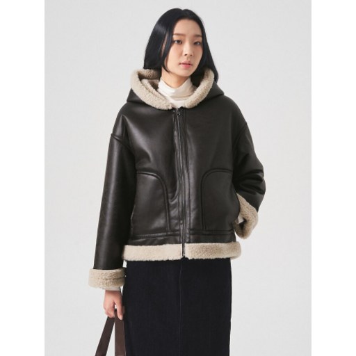 에잇세컨즈 8SECONDS 후드 숏 무스탕 브라운 324Y3VLY7D 506555