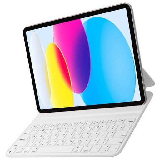 HOU 아이패드 2가지 각도 마그네틱 슬림 키보드 케이스 10세대/10.9/11인치, 화이트, 10.9인치(10세대)
