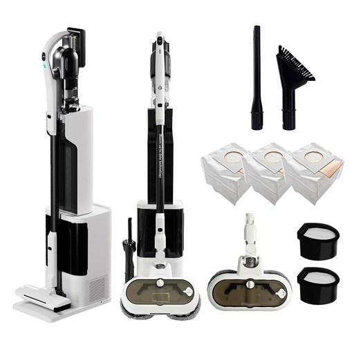 최신형 차이슨 AI 자동 충전 먼지 비움 올인원 스마트 타워 무선청소기, AI TOWER 청소기 + 물걸레키트