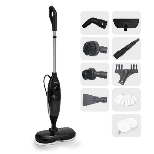 샤크 모델 올인원 7종 고온 스팀 청소기 길이조절 | 아기 반려동물 안심 130도 살균 회전 물걸레, 블랙