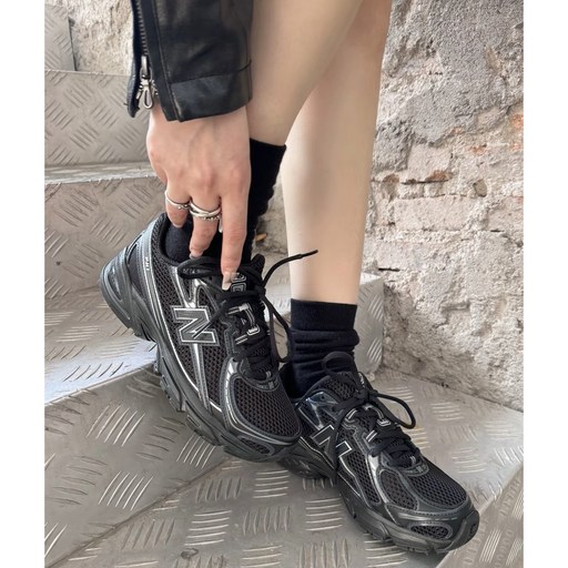 뉴발란스 여자 운동화 740 블랙 실버 메탈릭 키높이운동화 데일리 스니커즈 굽있는신발