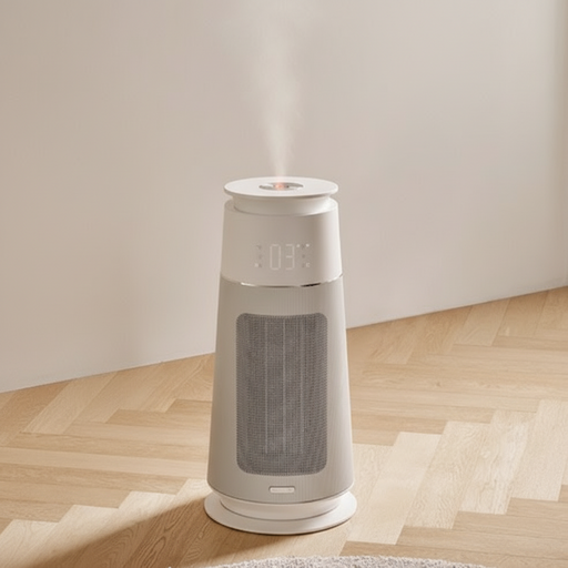 프롬비 미스트 히터팬 2in1 자동회전 PTC 전기온풍기 가습기, PTC 자동회전 온풍가습기, 크림 화이트