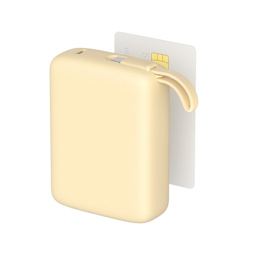 이어맥 울트라 미니 20000mAh PD 22.5W 빌트인 케이블 고속충전 초소형 보조배터리 PBP-003, 옐로우