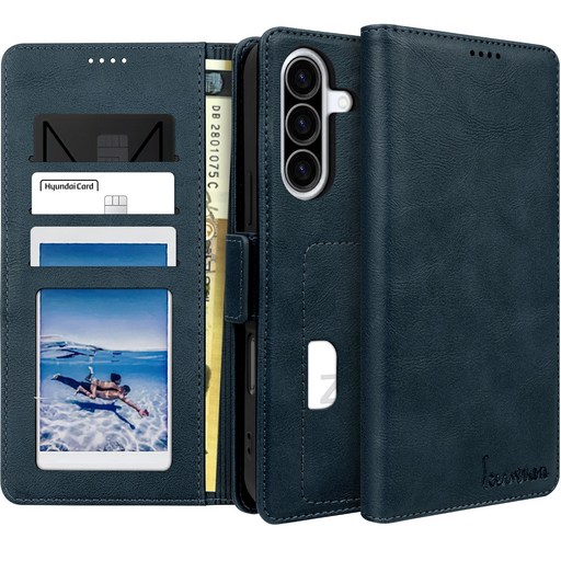 커위안 명품 수제 갤럭시 A36 가죽 카드 지갑형 다이어리 폰 케이스(SM-A366)