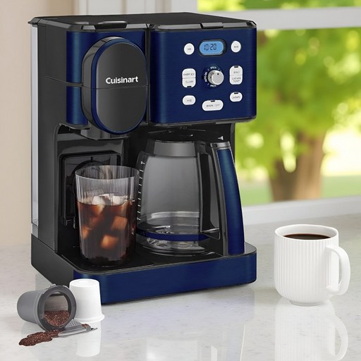 미국 쿠진아트 드립 커피 큐리그 캡슐 커피머신 혼합 전자동 메이커, 실버