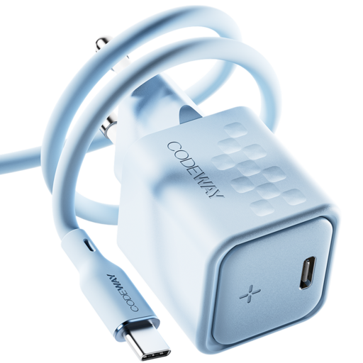 코드웨이 C타입 30W 초고속 충전기 + 60W C to C 1.8m 케이블, 1세트, 아이스 블루