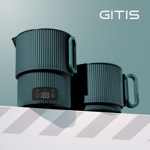 지티스 올스텐 접이식 전기포트 올인원 디지털 버전 휴대용 도무스, 비스트로 그린, 비스트로 그린