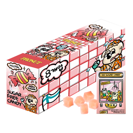 프로넛 무설탕 자일리톨 캔디 복숭아 입 구성, 8개, 1g