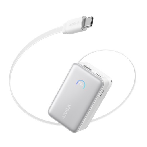 앤커 나노 파워뱅크 10000mAh 45W 보조배터리 (C타입 케이블 일체형), 화이트, A1638