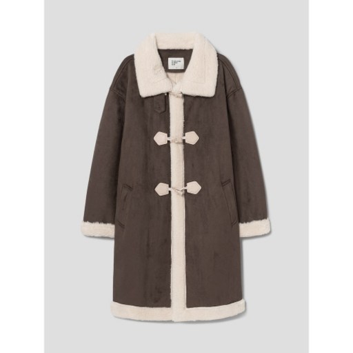 에잇세컨즈 8SECONDS 스웨이드 하이넥 롱 무스탕 브라운 582198