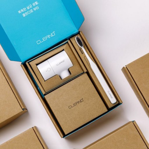 [싱글팩] 클린디 무선 칫솔살균건조기 티드라이어 + 칫솔 세트, 화이트