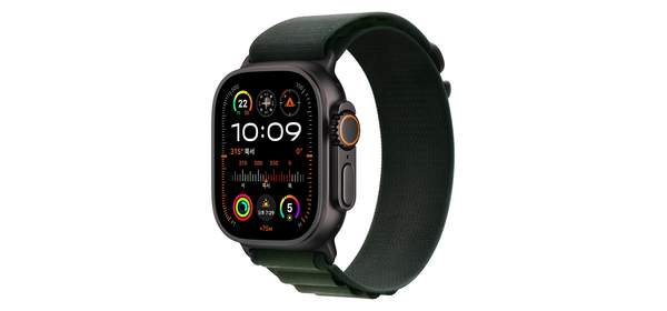Apple 정품 2024 애플워치 Ultra 2 티타늄 알파인 루프, 블랙 다크 그린 알파인 루프 Medium, 49mm, GPS+Cellular, 블랙 / 다크 그린, Medium